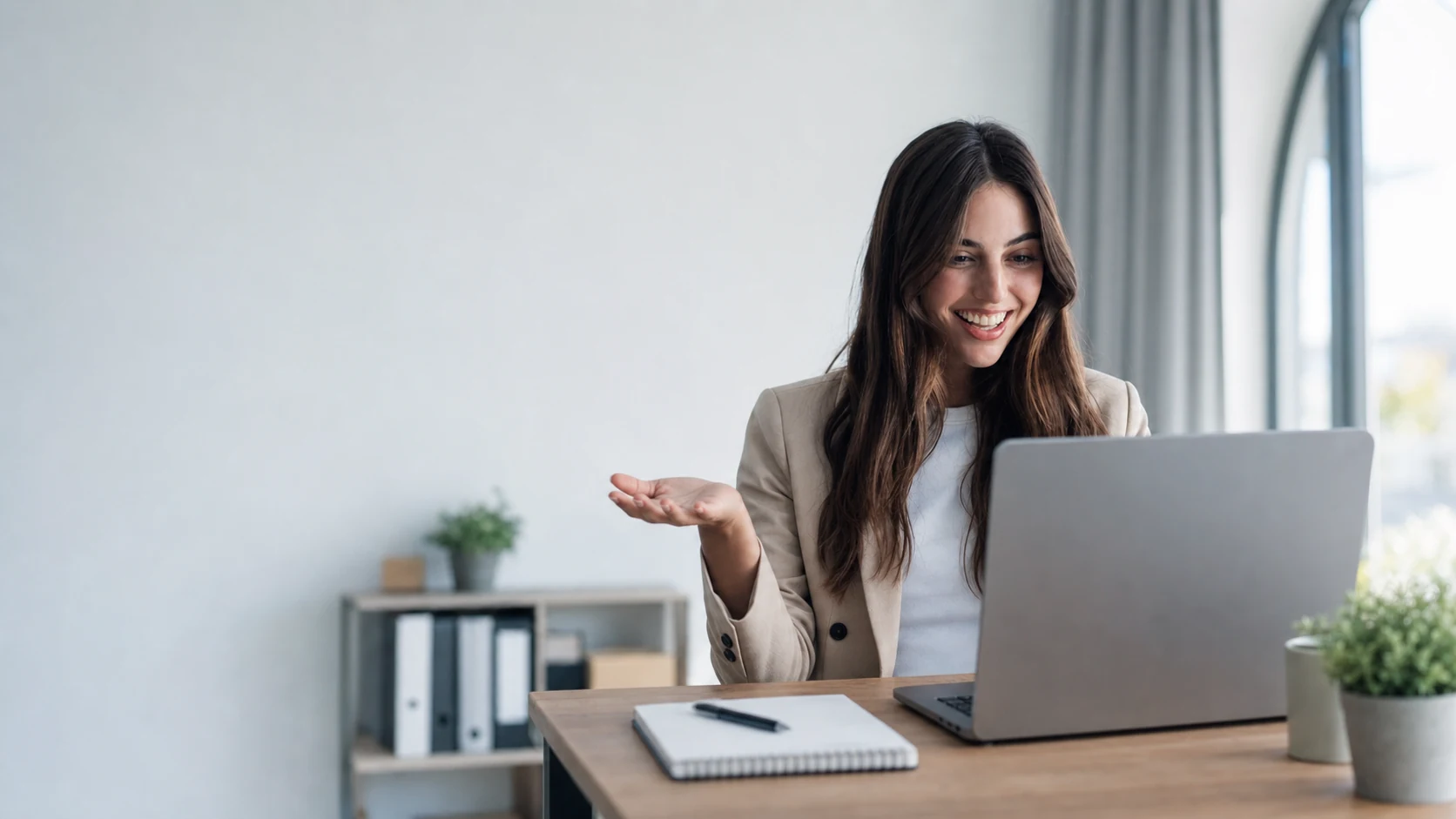 An employee practising a conversation with an AI training avatar